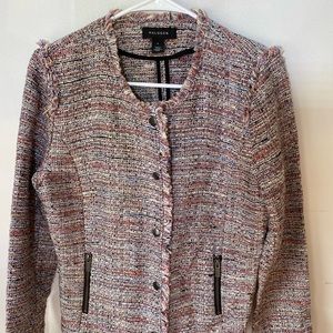 EUC Halogen Colorful Jacket with Fringe Accents